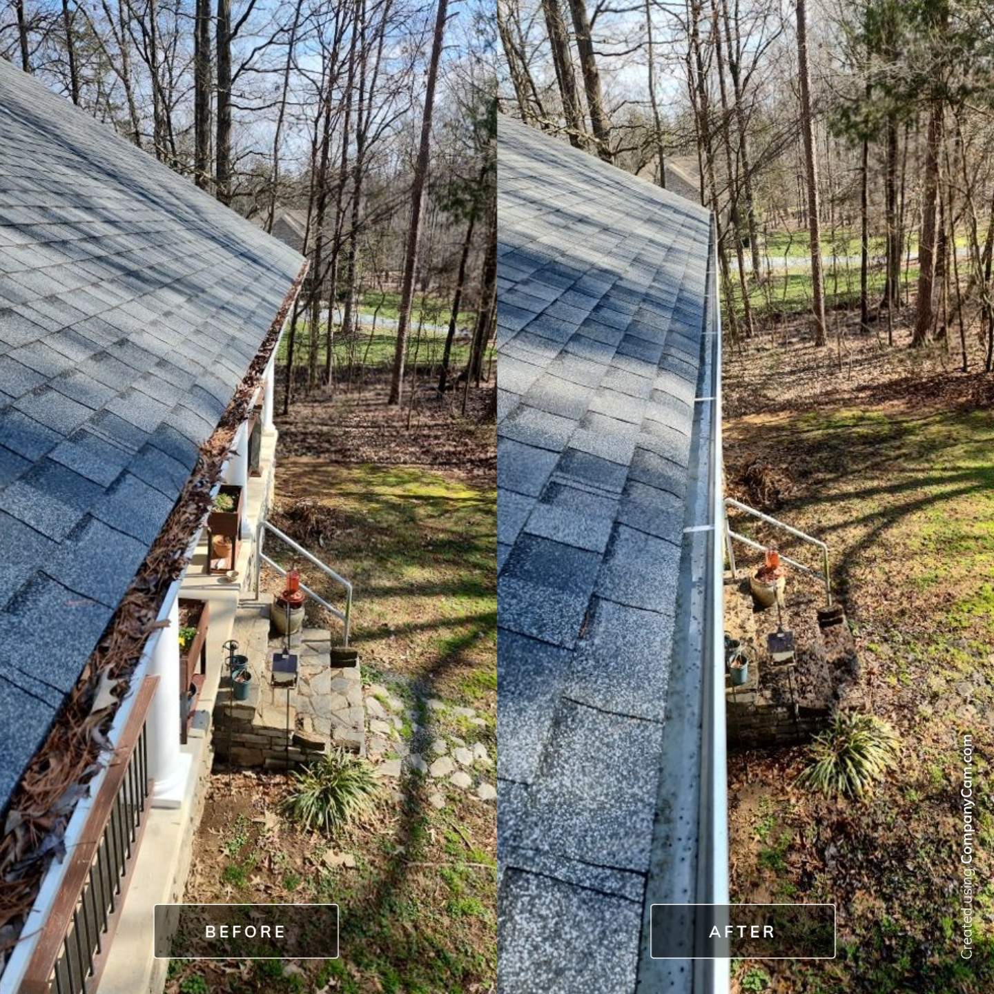 Gutter Cleaning using water by Power Wash Masters LLC
