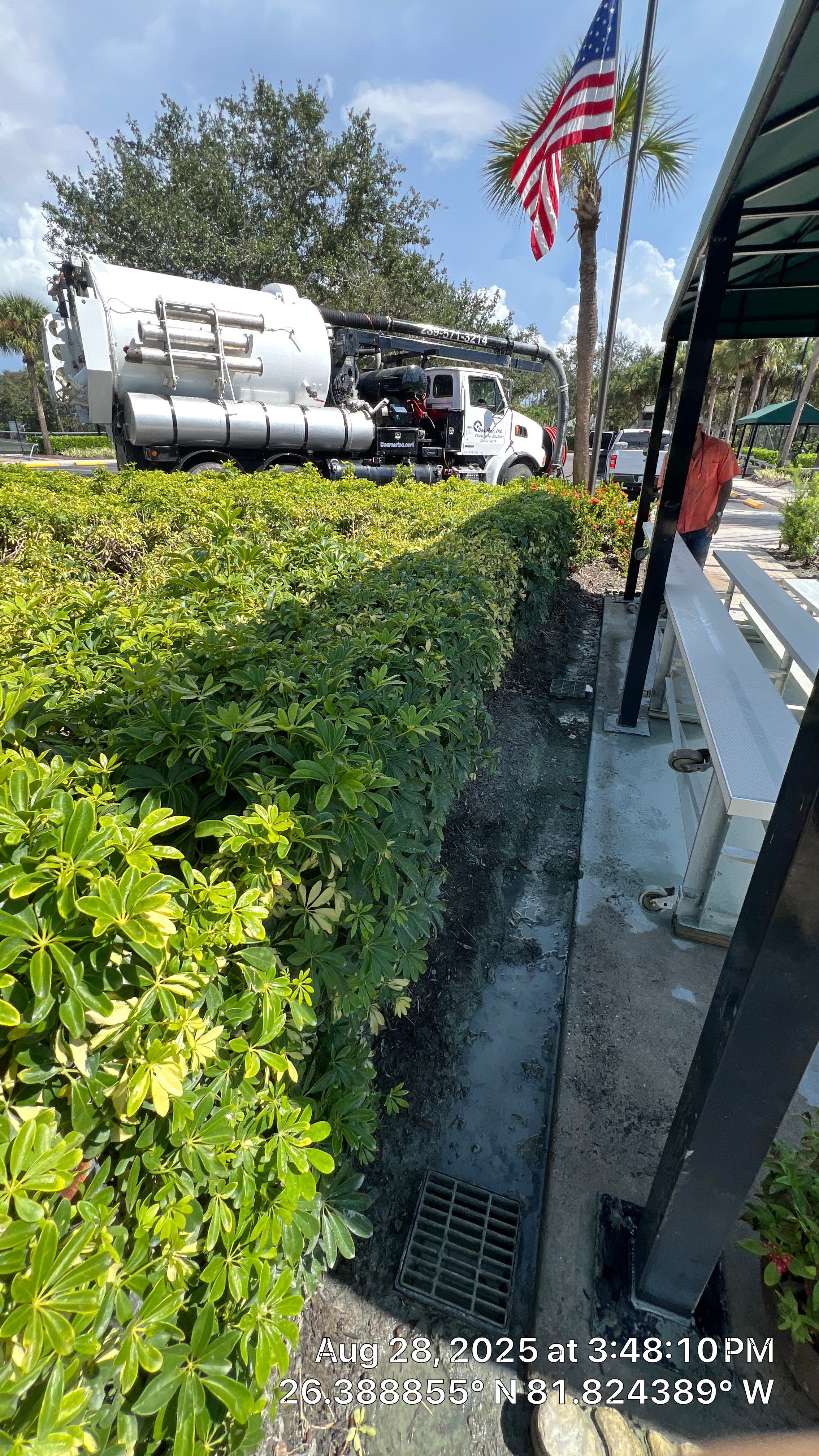 Pelican Landing Tennis Court Catch Basin Cleaning by Don Mar, Inc. Storm Water Solutions