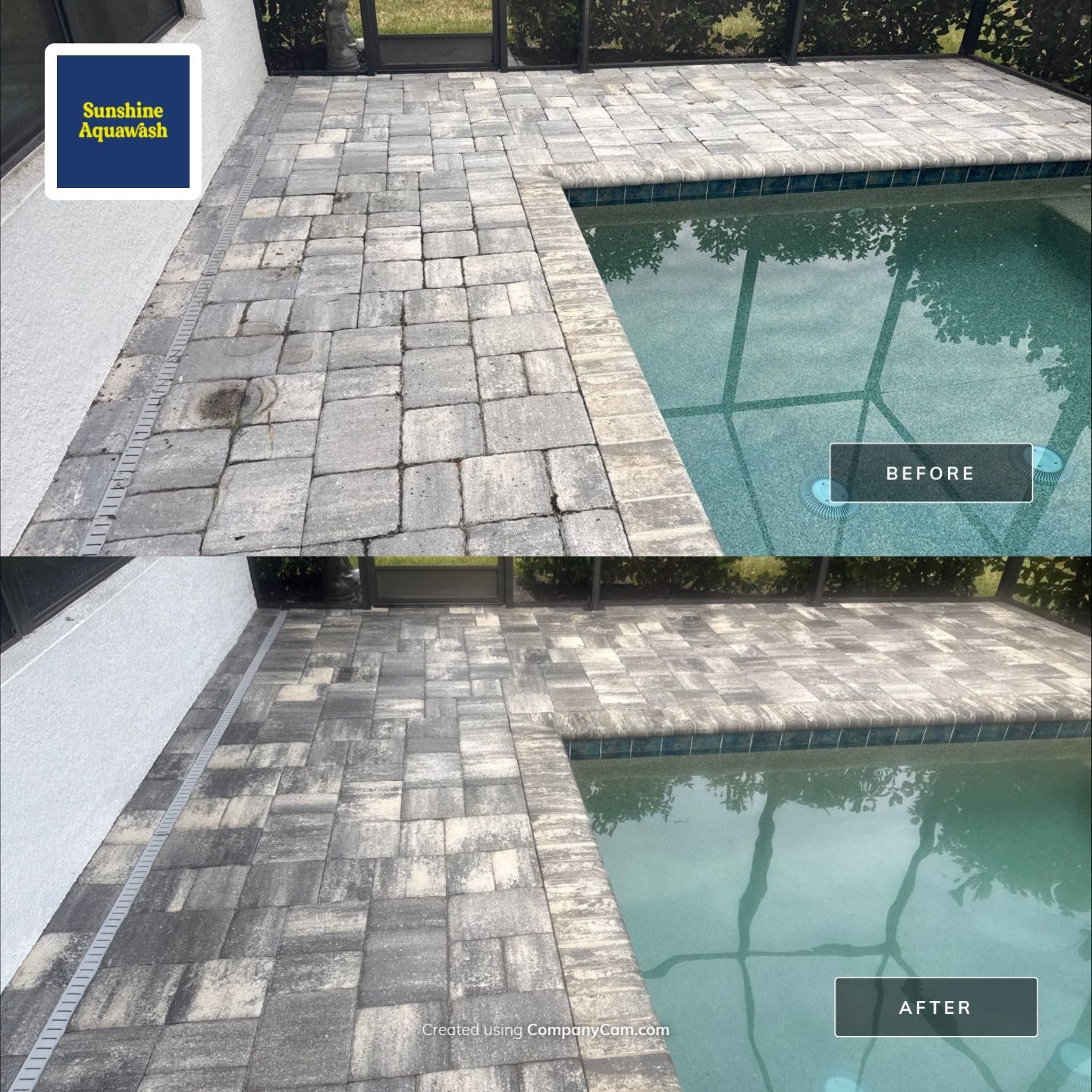 Paver Pool Deck Cleaning, Screen Enclosure & Front Entrance Cleaning – Cresswind at Lakewood Ranch, FL 34211 by Sunshine AquaWash
