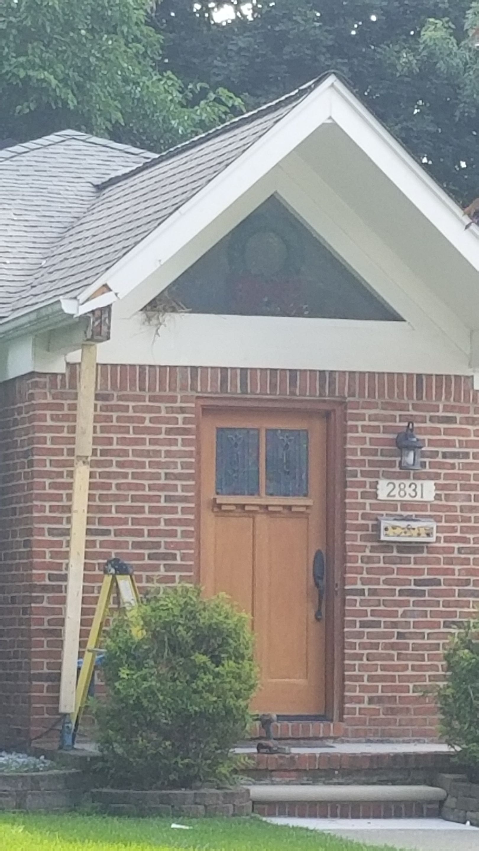 Replace old columns new carpentry repair door masonry limestone steps in Dearborn, MI by Northwest Construction 