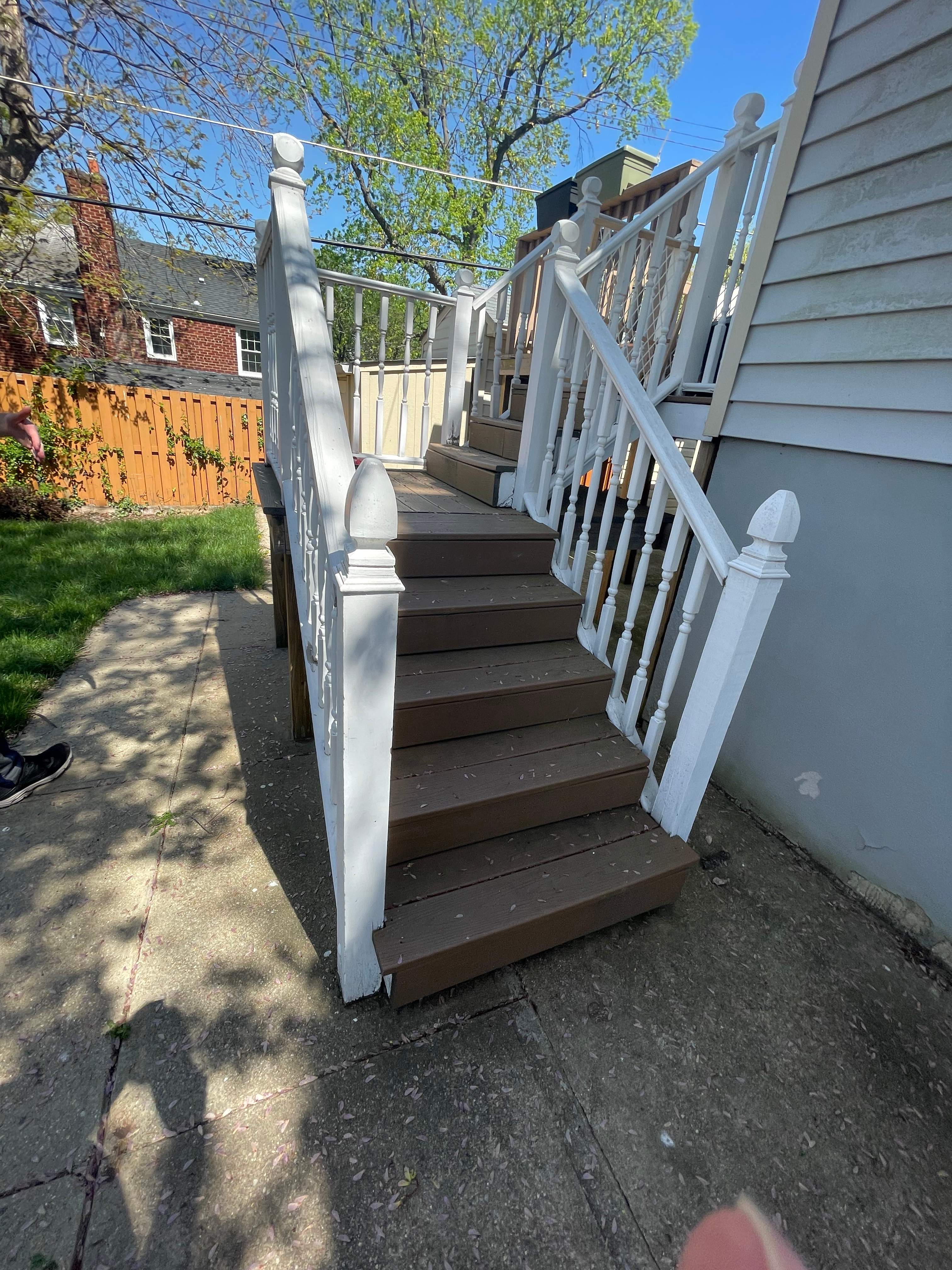 Deck resurfacing, railing replacement and concrete resurfacing by Fairfax Contractors, LLC