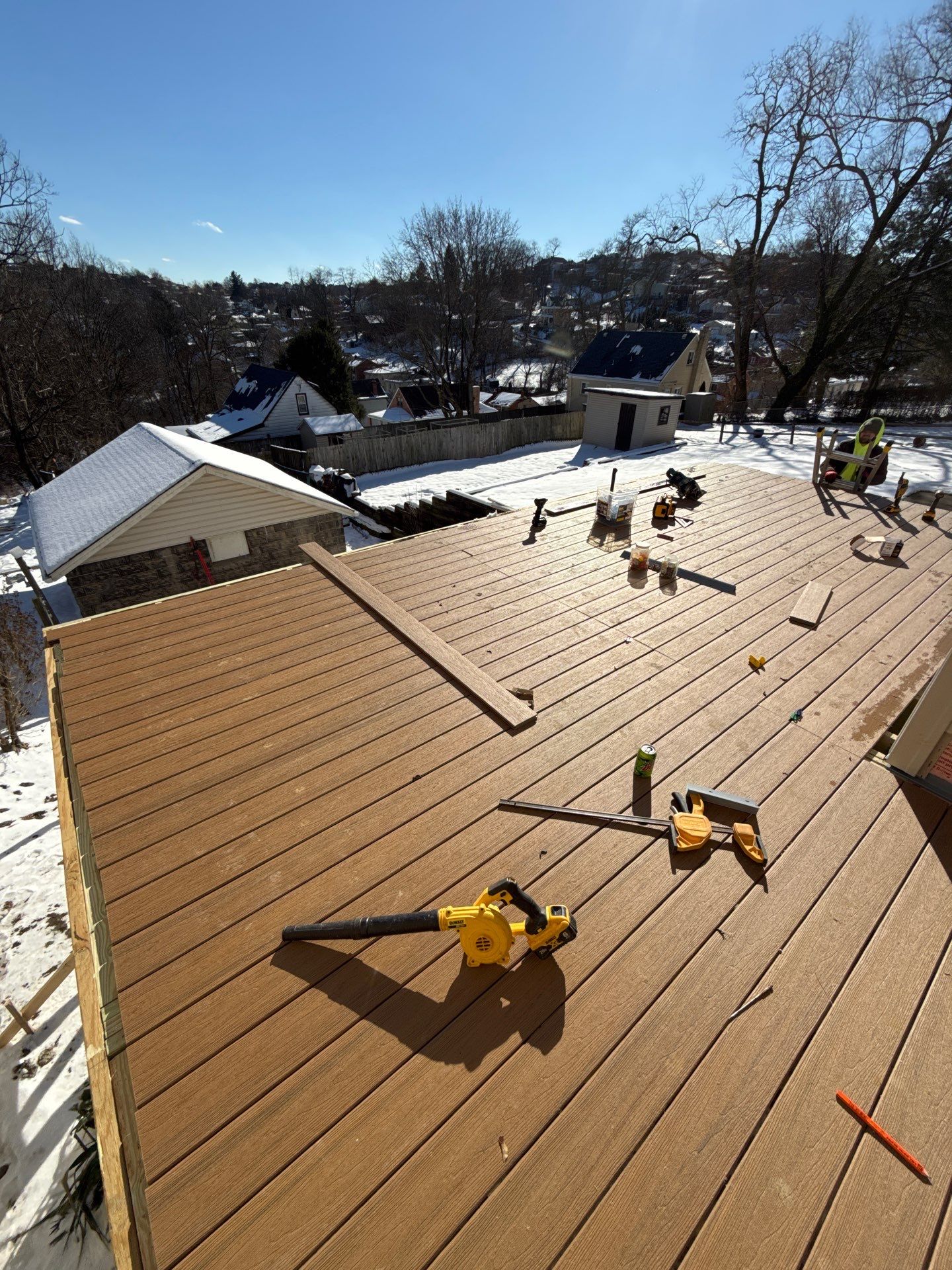 Deck and door by Cousins Roofing Siding & Decks
