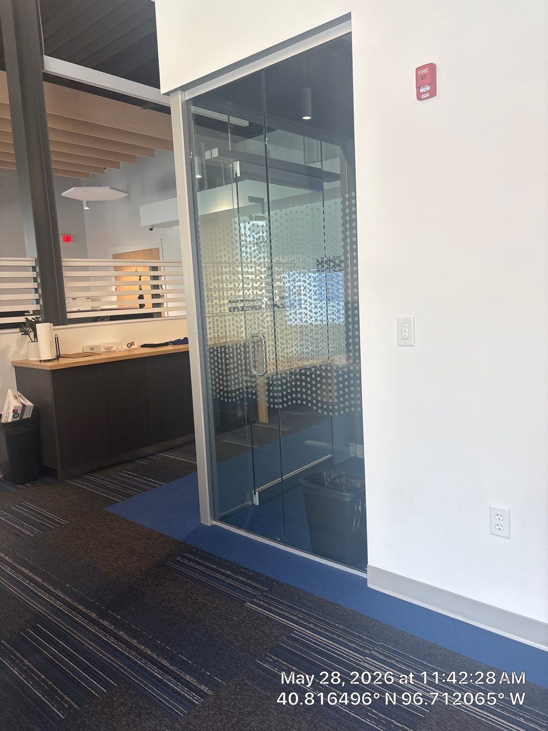 Modern Office Remodel with Acoustic Baffles and Glass Partitions by CompanyCam Sales Demo