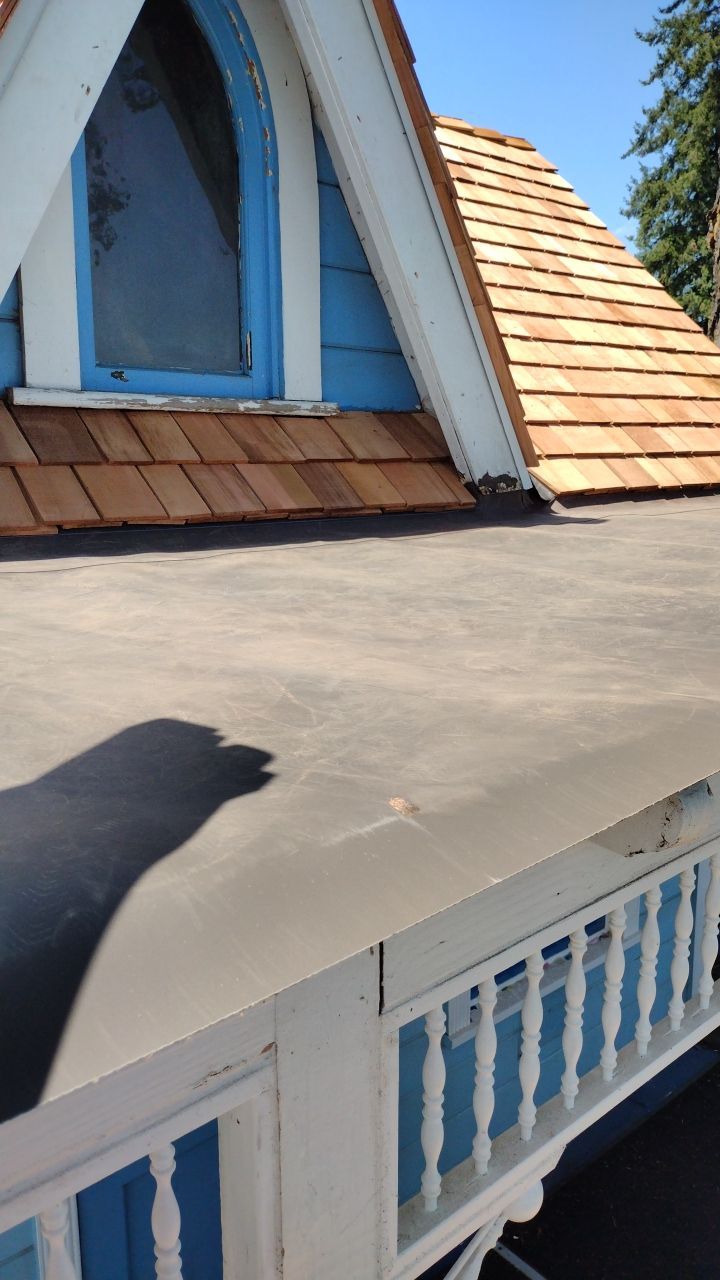Cedar Shake Install using #1 Blue Label Cedar Shingles for the Albany Visitors Association  by Orezona Building & Roofing Company, Inc.