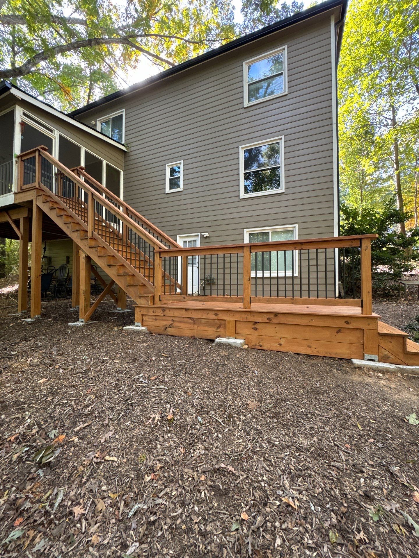 Multi-Level Deck Construction and Wood Staining in Kennesaw by Swift Home Renovations 