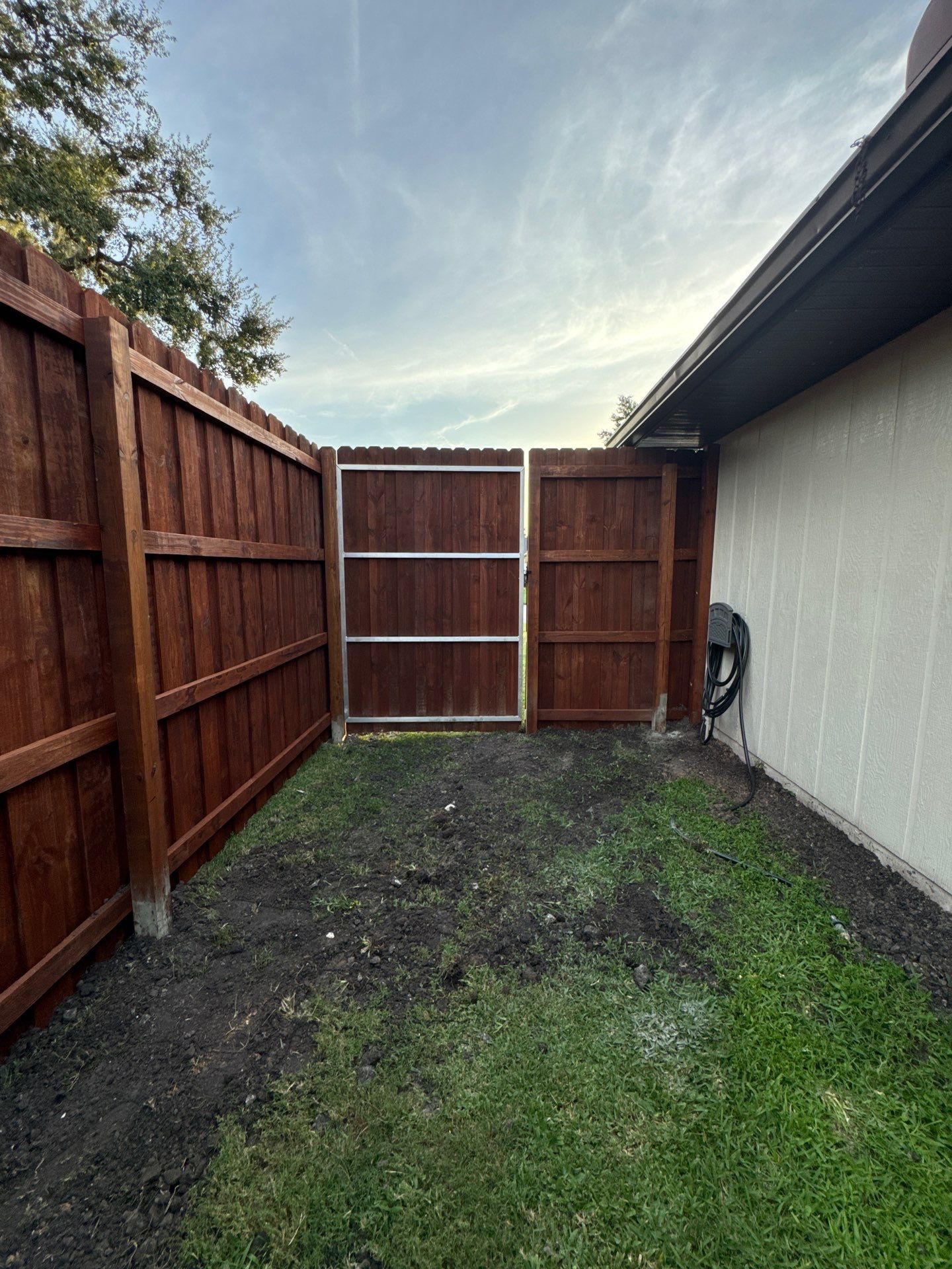 Wood Fence Installation using Pre-stained Pine Board On Board by Asap fence and gates, LLC