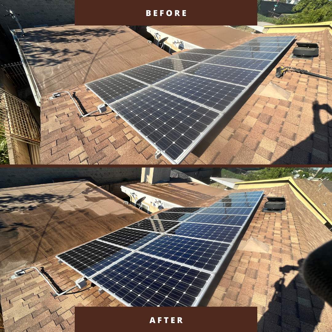 Residential Solar Panel Cleaning Before & After by Palm Coast Solar Cleaning
