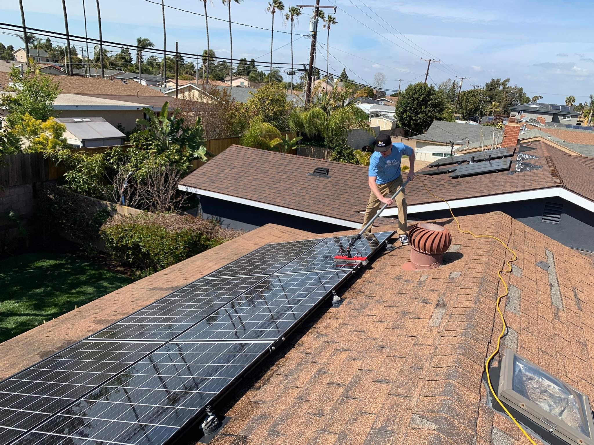 Pressure Wash using Sodium Hypochlorite and Solar Panel Cleaning in Huntington Beach by Property Cleaning Experts, LLC