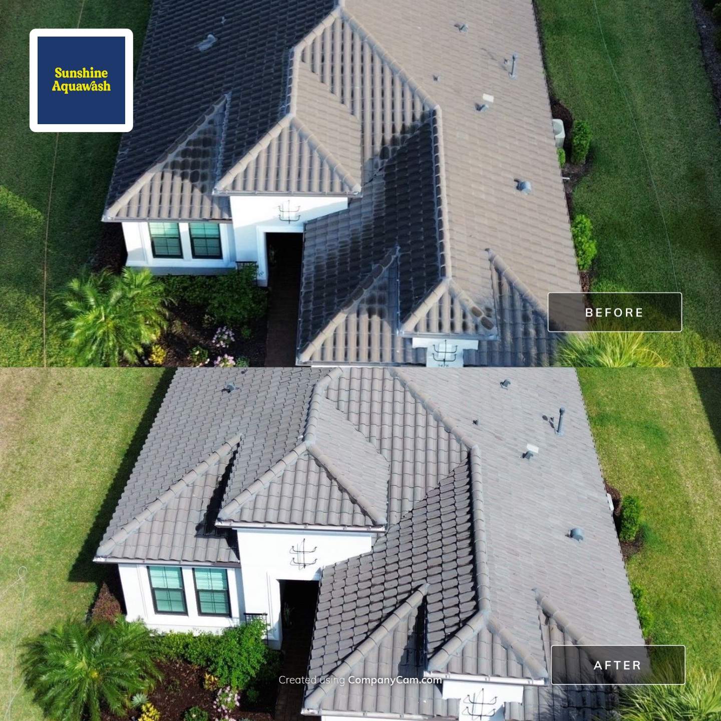 Barrel Tile Roof Cleaning in Artisan Lakes, Palmetto, FL | No Roof Walking on Roof by Sunshine AquaWash