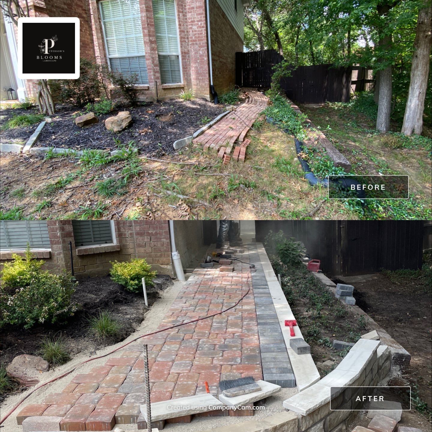 Paver Walkway, Chop Rock with Flagstone Cap by Peterson’s