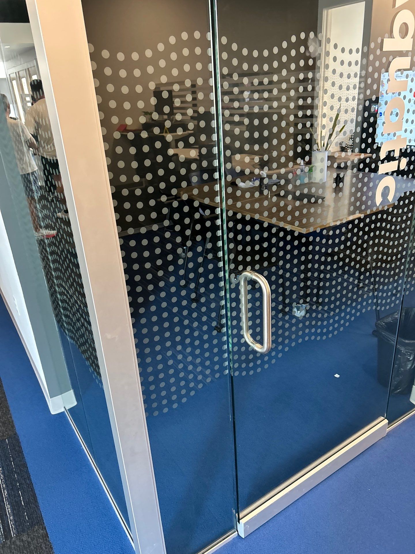 Office Remodel Featuring Acoustic Baffles and Professional Carpet Installation by CompanyCam Sales Demo