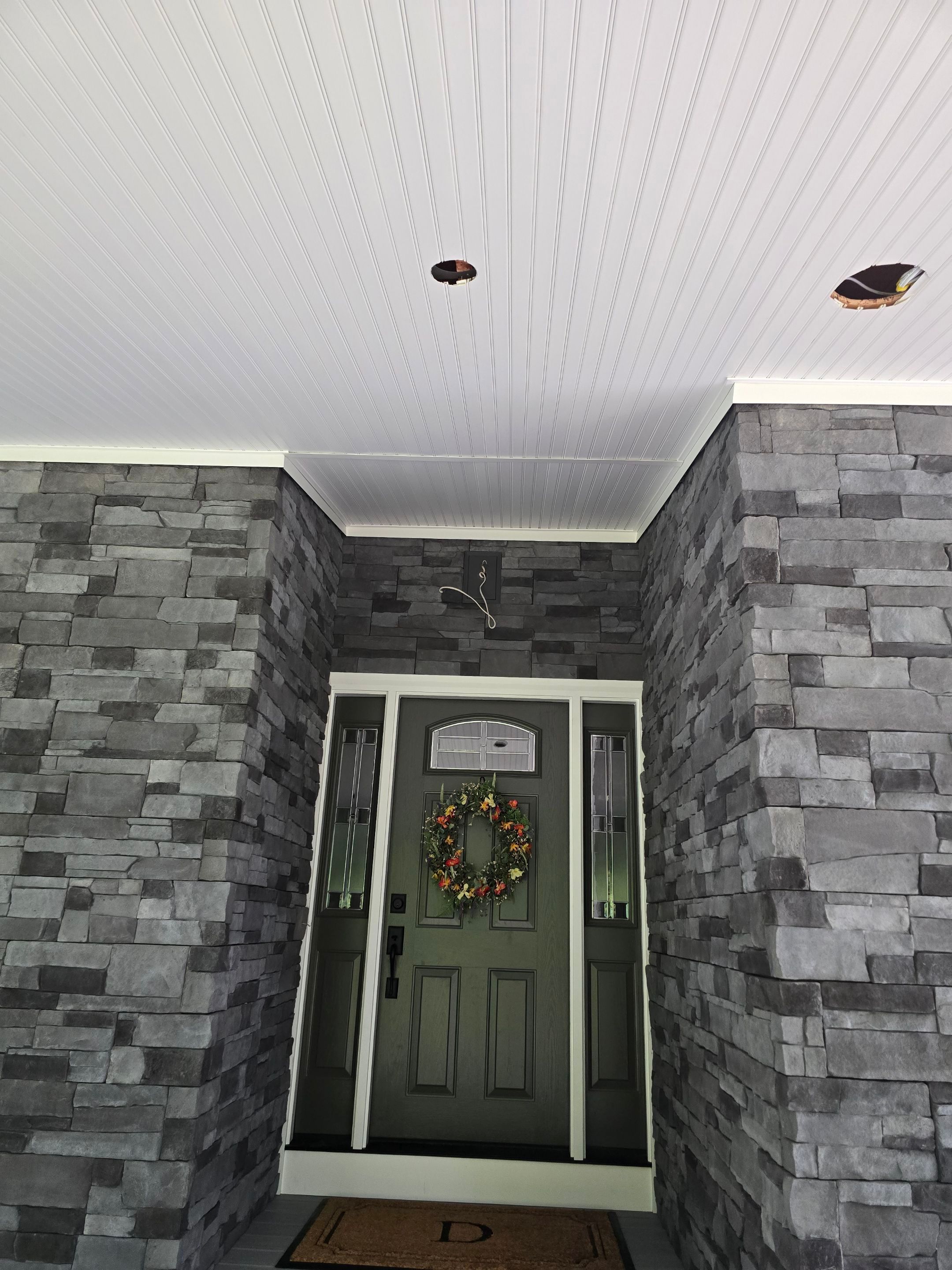 Siding refreshed with Cert. Monogram D/4 x 12'6" clapboard, Smoky Gray and Stone Facade, Coastal Gray by DiGiorgi Roofing and Siding Inc