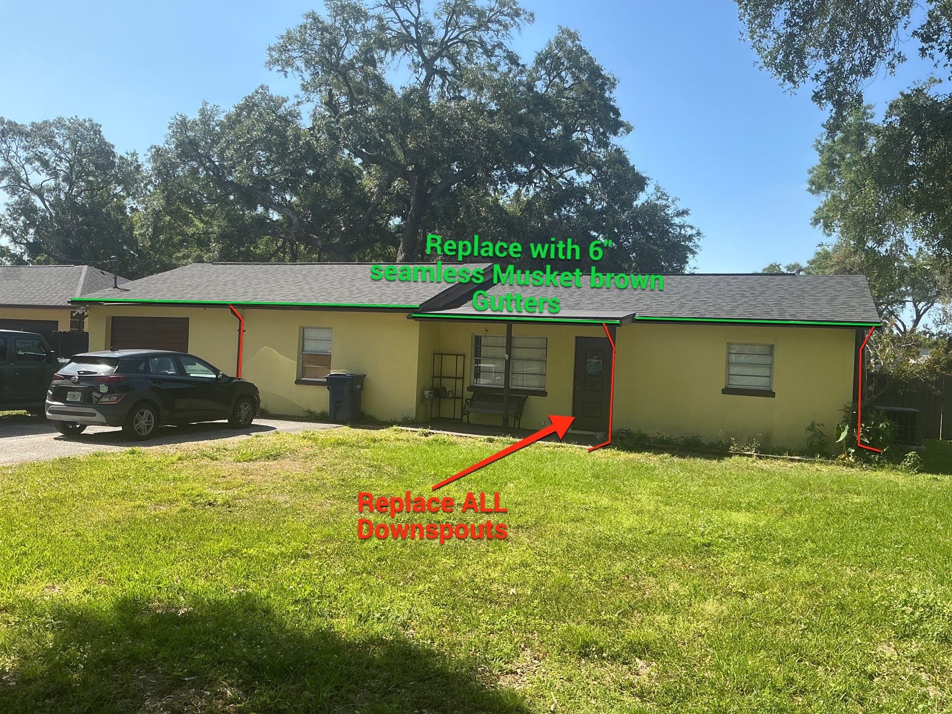 Musket Brown 6-Inch Gutters in Tampa FL by Gutter Professors