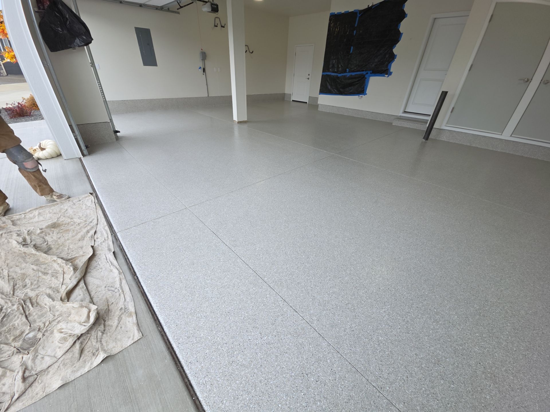 Garage Transformation using Limestone Hybrid by Croc Coatings, LLC