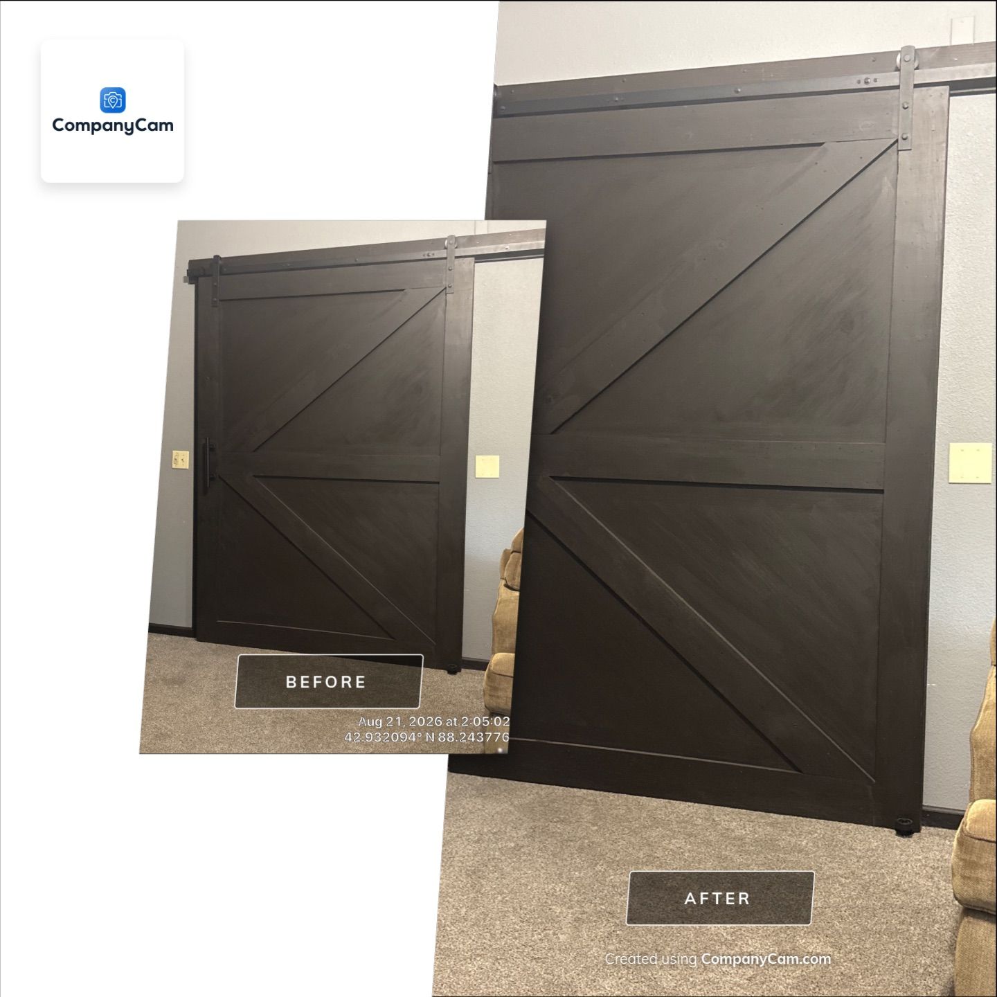 Custom Sliding Barn Door and Ceiling Fan Installation in Waukesha by CompanyCam Sales Demo