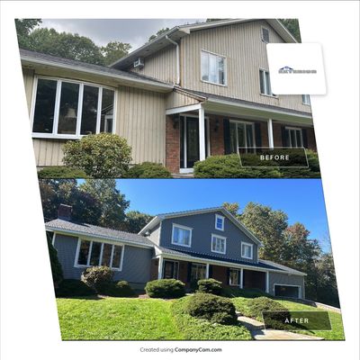 Residential Roofing Installation using Owens Corning TruDefinition Duration AR - Onyx Black & New Siding Using Mainstreet Charcoal Gray