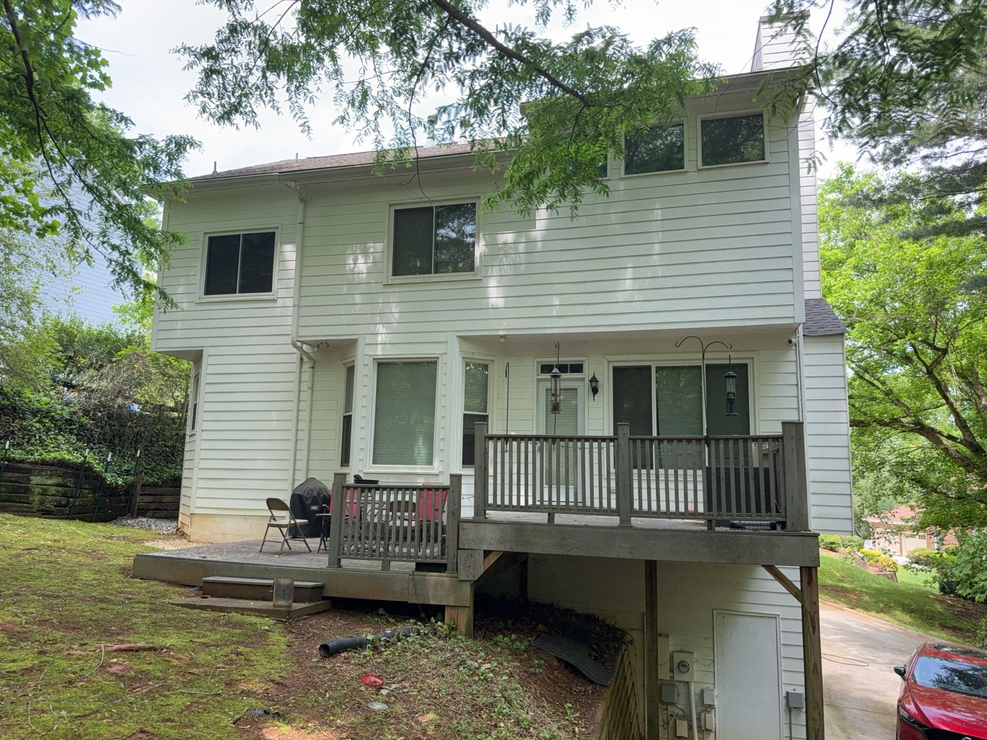 Front Porch Railing Replacement using Trex White Composite Railing by Nelson Exteriors