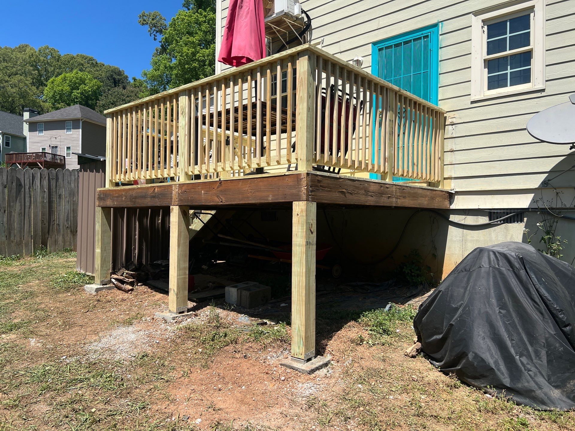 Pressure-Treated Wood Deck and Staircase Replacement in Atlanta by Swift Home Renovations