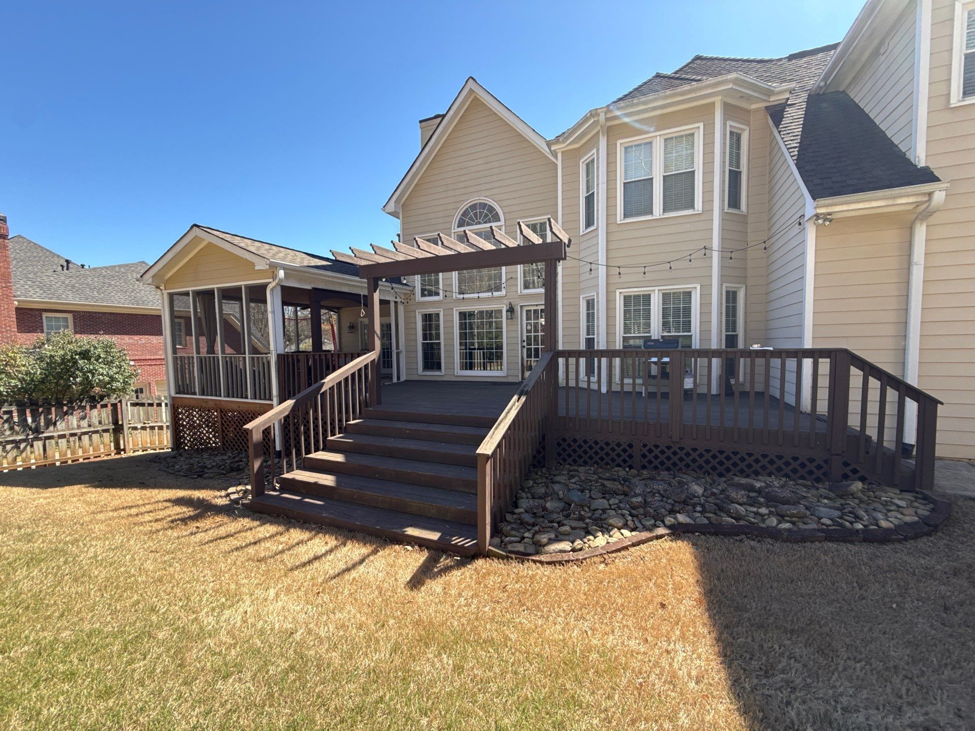 Marietta, GA Deck Replacement using Deckorators Venture Series Decking and Trex Steel Railing by Nelson Exteriors 