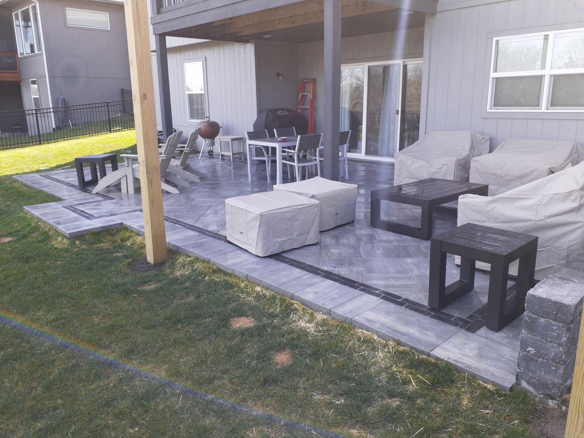 Back Yard Paver Patio by LAND ESCAPES LLC