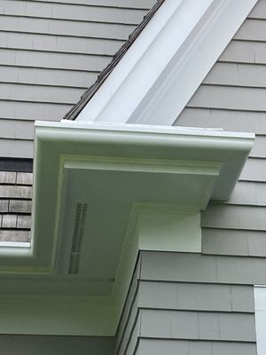 Gutter Installation using 4x6 Fiberglass Gutter with Moulding in Duxbury, MA