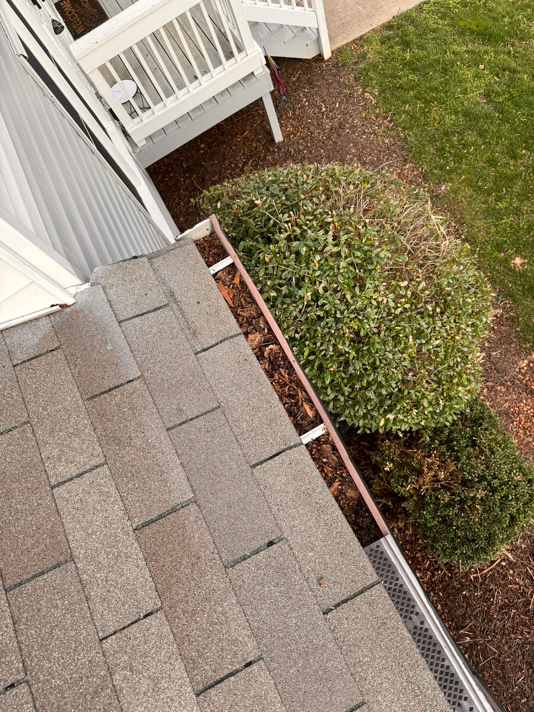 Commercial gutter cleaning Concord & Kannapolis, NC	 before photo with filled gutters