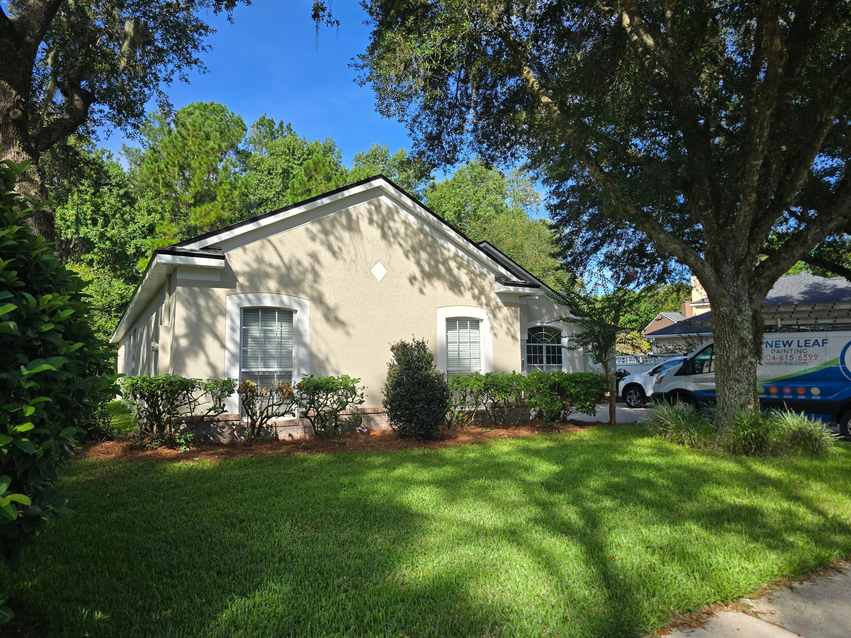 Stucco Exterior Painting & Extensive Prep in East Hampton | Jacksonville, FL 32256 by A New Leaf Painting, LLC