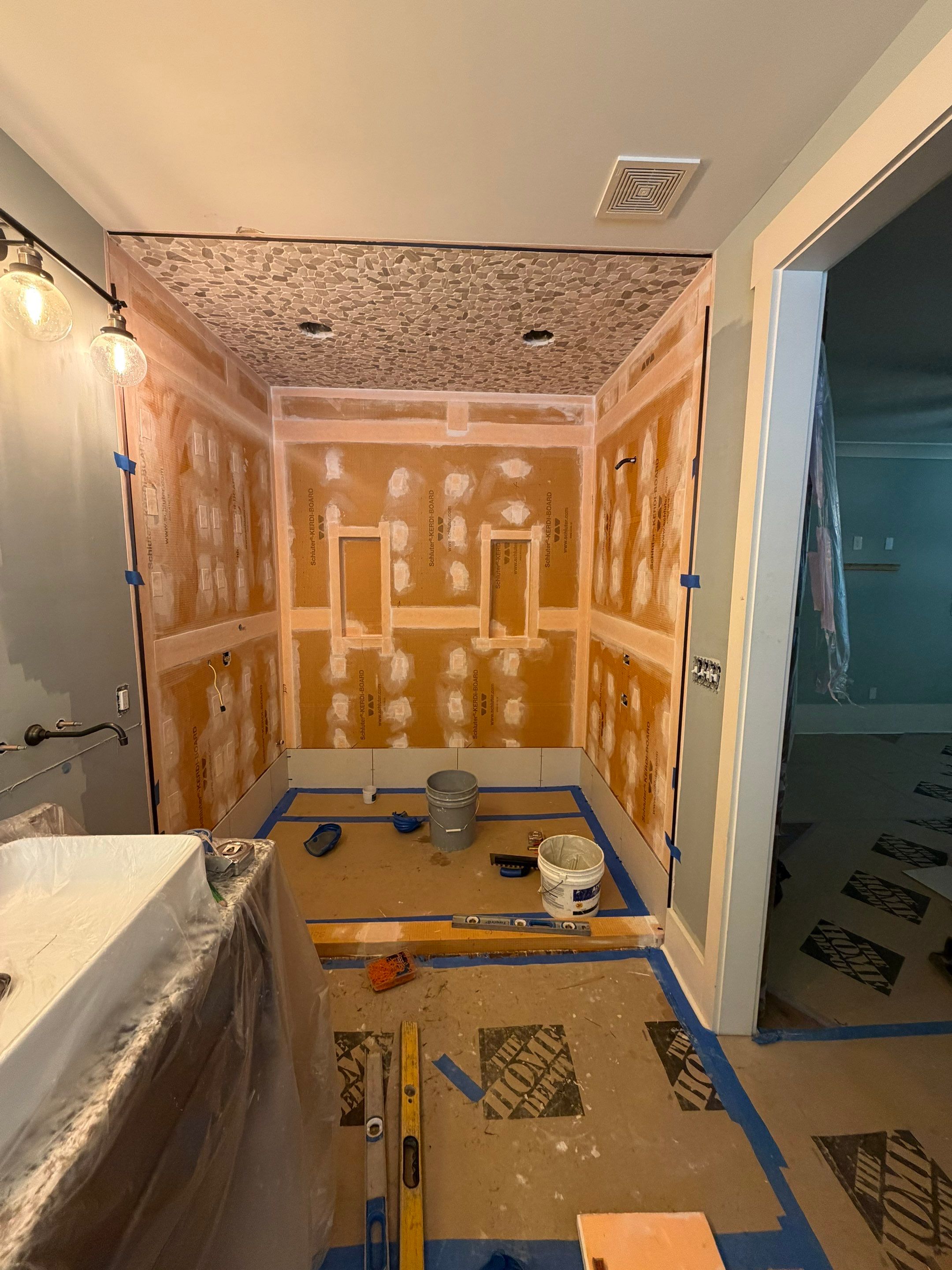 Master Bathroom Remodel With Subway Tile and Rainfall Shower in Kennesaw by Swift Home Renovations