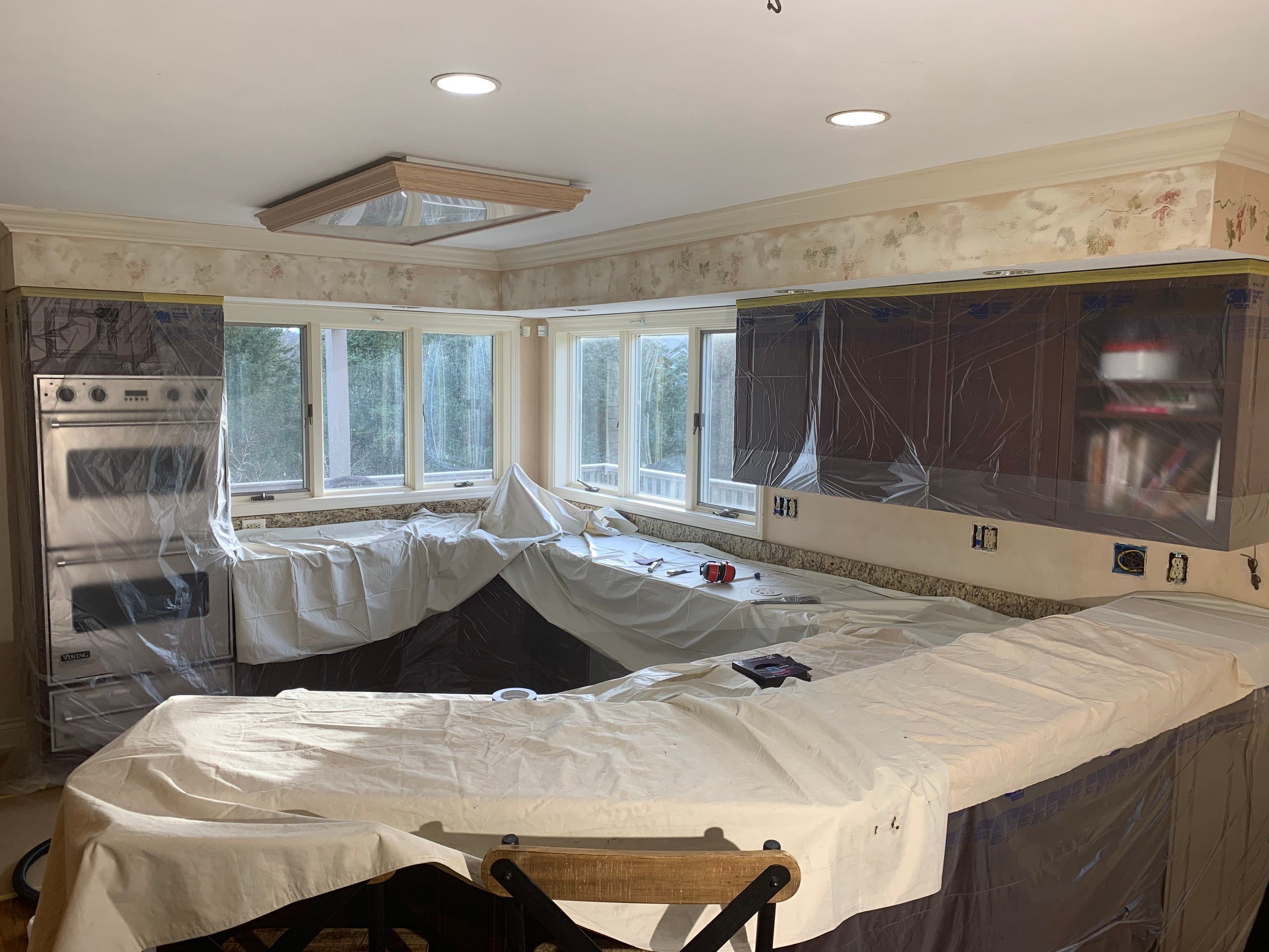 Fireplace/Mantle and Painting Stenciled Walls by Empire Painting Services, LLC