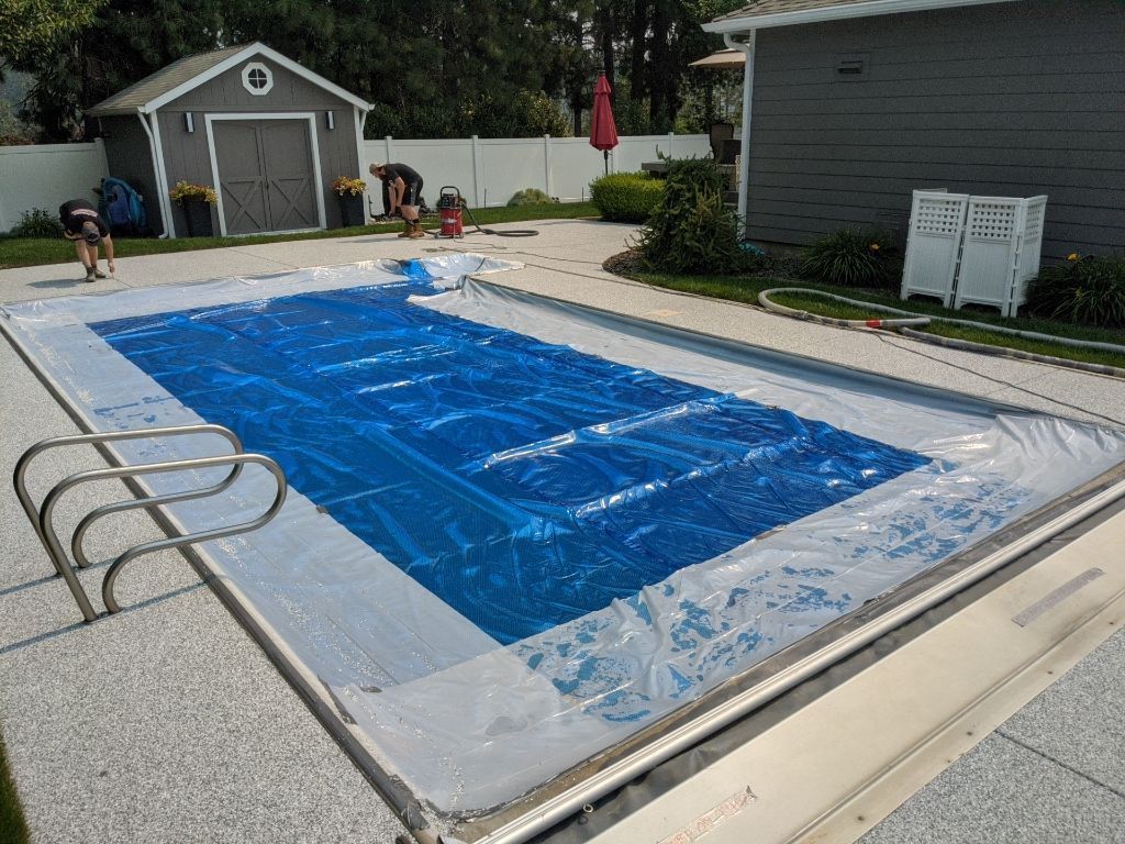 Pool Deck Transformation using Slate Stone by Croc Coatings, LLC
