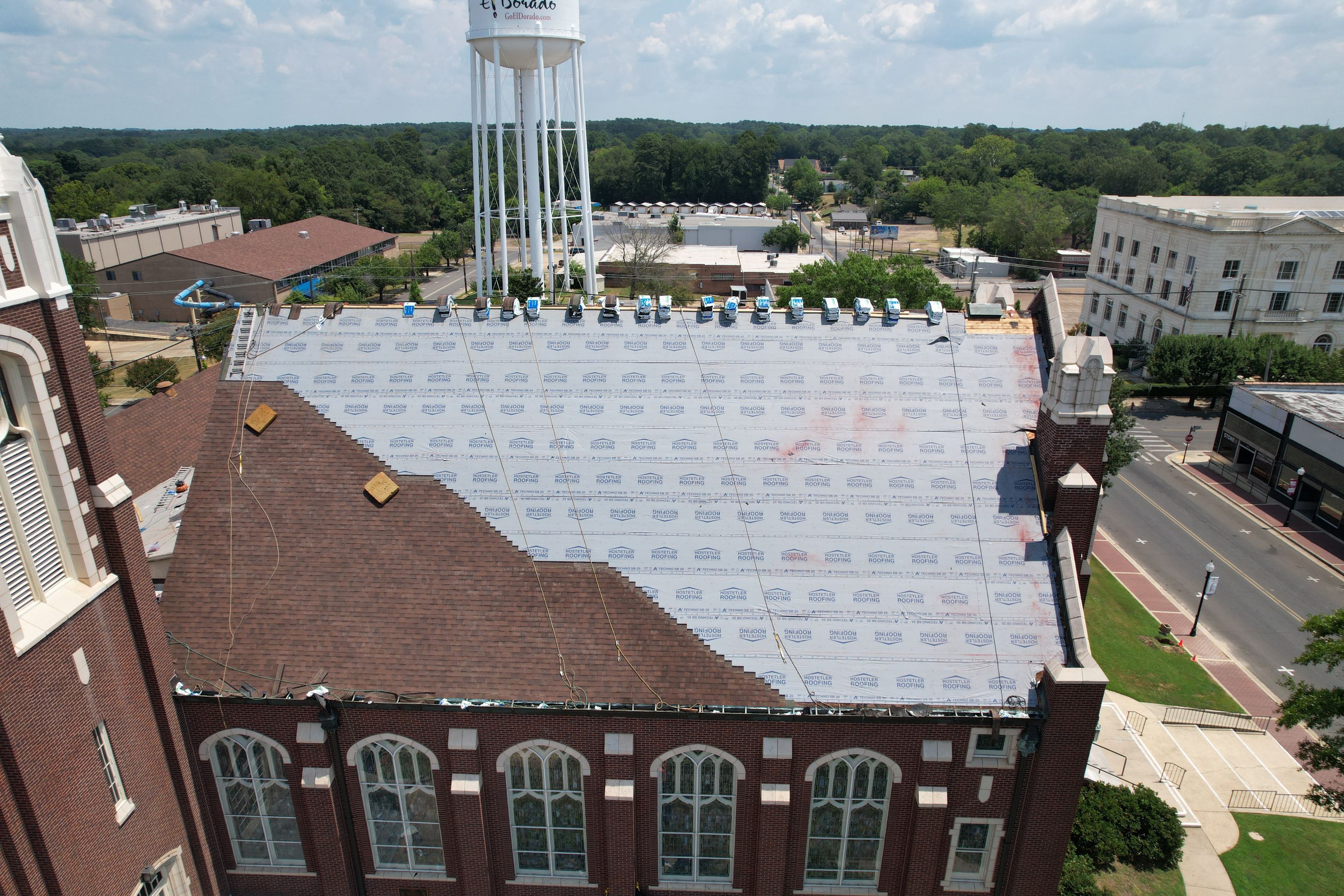 Commercial Roof Replacement using Malarkey Vista Shingles and 50 mil PVC by Hostetler Roofing