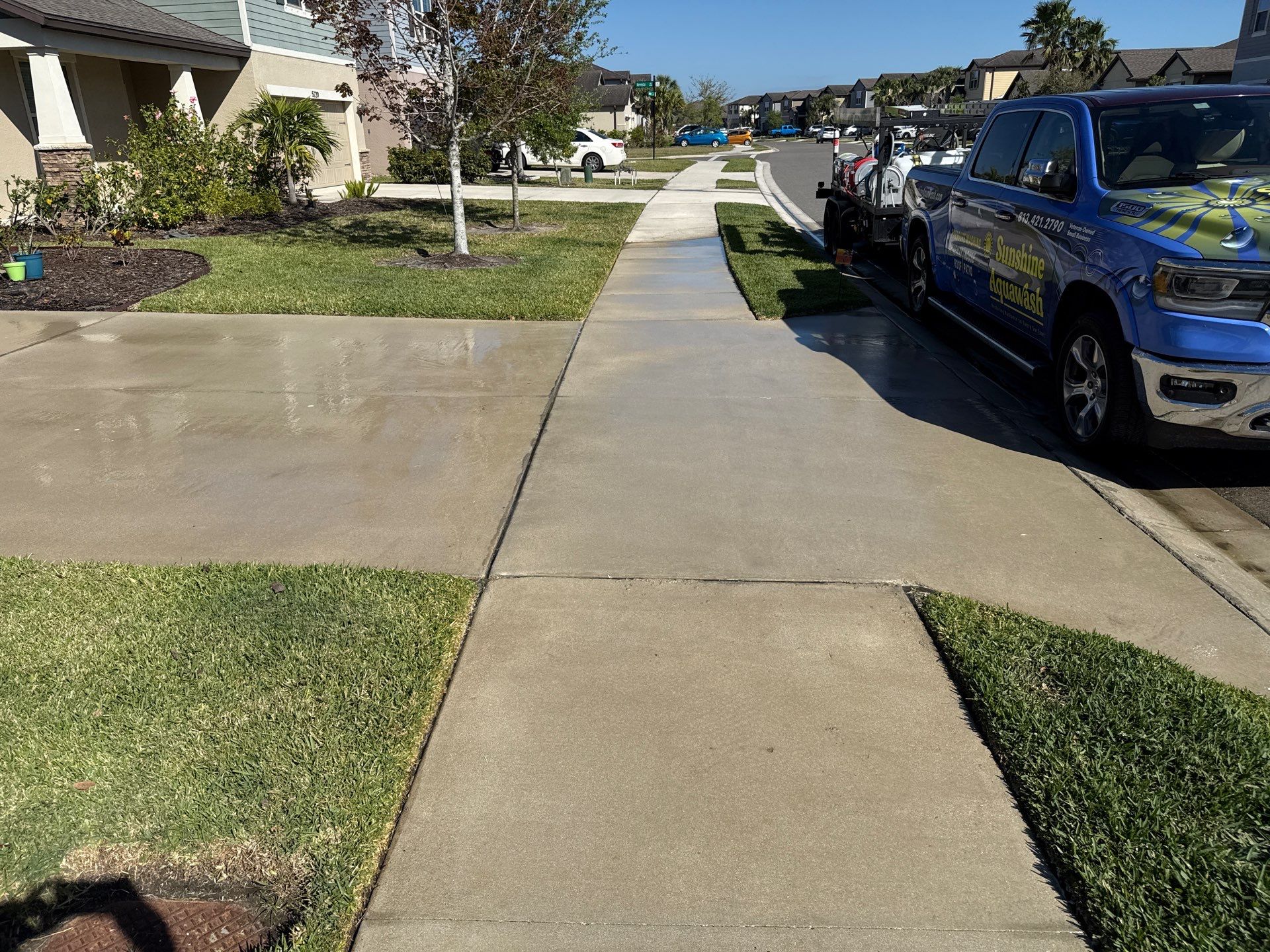 Painted Lanai Floor, Screen Enclosure, and Driveway Cleaning in Trevesta Community, Palmetto, FL by Sunshine AquaWash