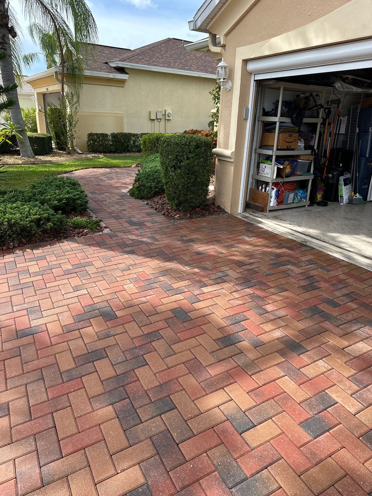 Restoring Multi-Tone Paver Driveway and Walkways in Sun City Center by Supreme Paver Experts