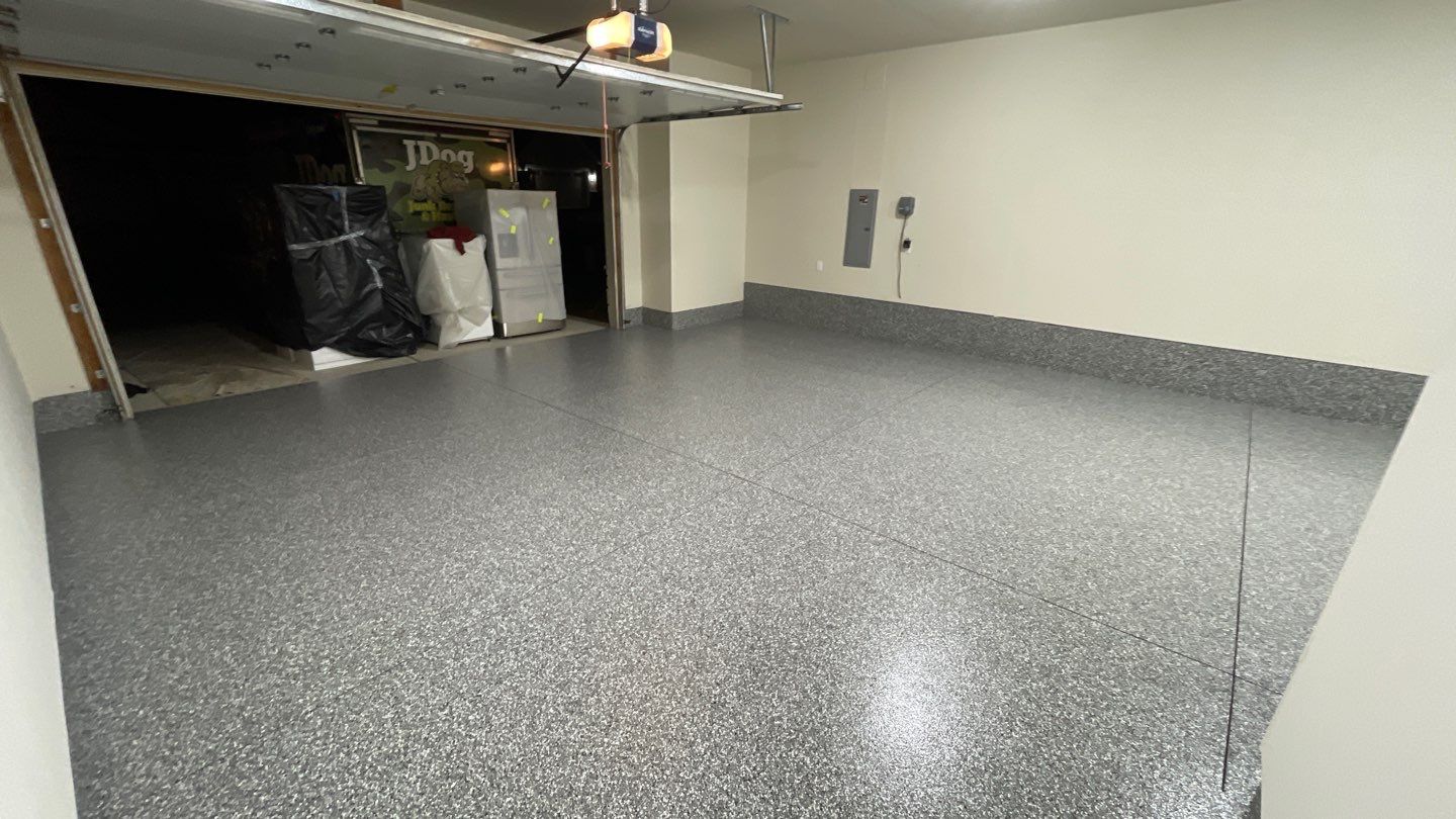 Garage Transformation using Smoke Colorway by Croc Coatings, LLC