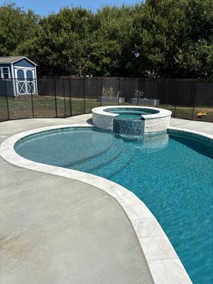 Freeform Pool with Raised Spa and Fire Feature