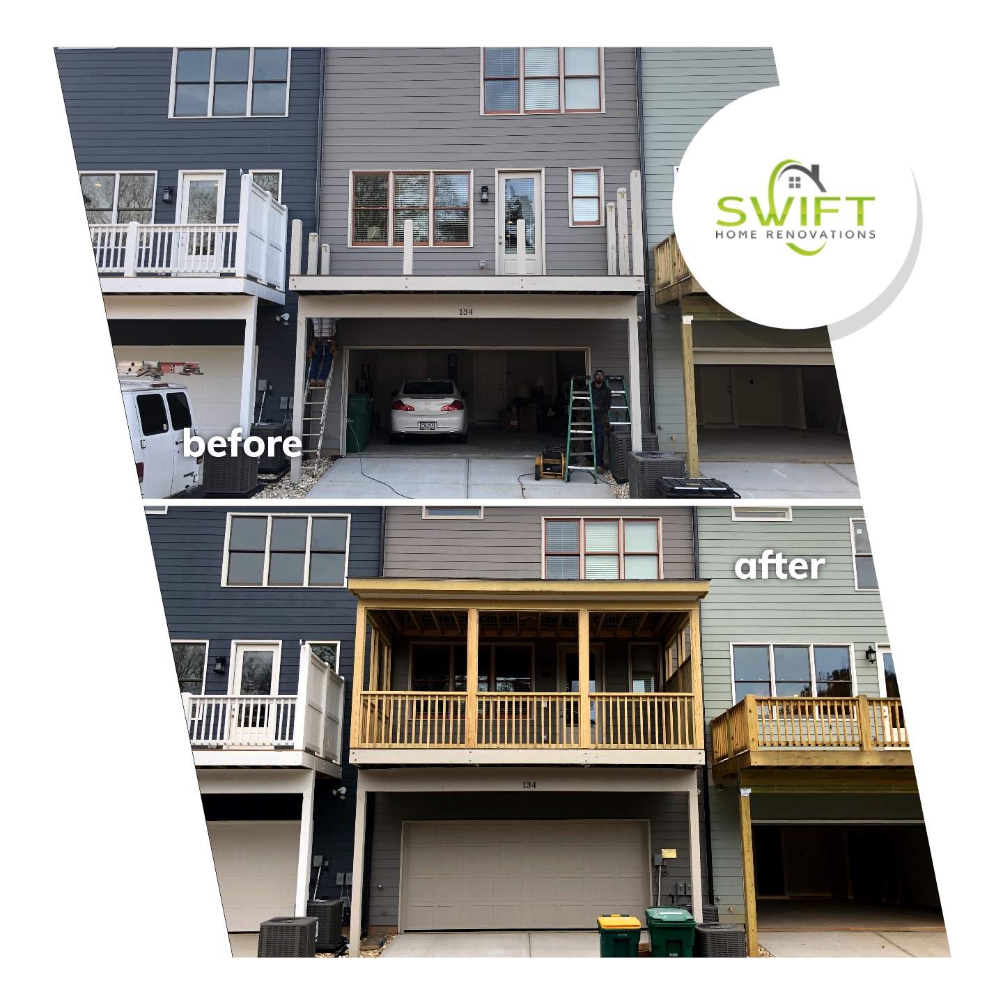 Second-Story Screened-In Porch Construction for Woodstock Townhome by Swift Home Renovations