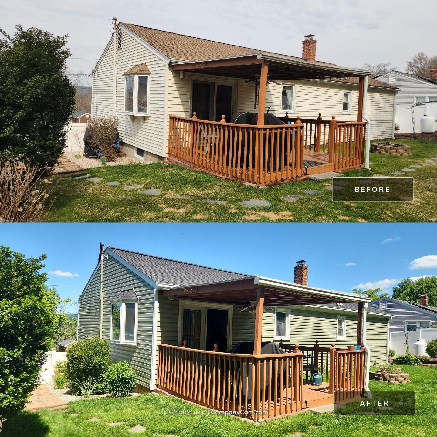 Siding Makeover with Cert. Monogram D/5 Dutchlap, Cypress & Tando Stone Sedona Bluff by DiGiorgi Roofing and Siding Inc