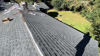 Two layers of shingles removed and replaced with GAF Timberline HDZ Charcoal 