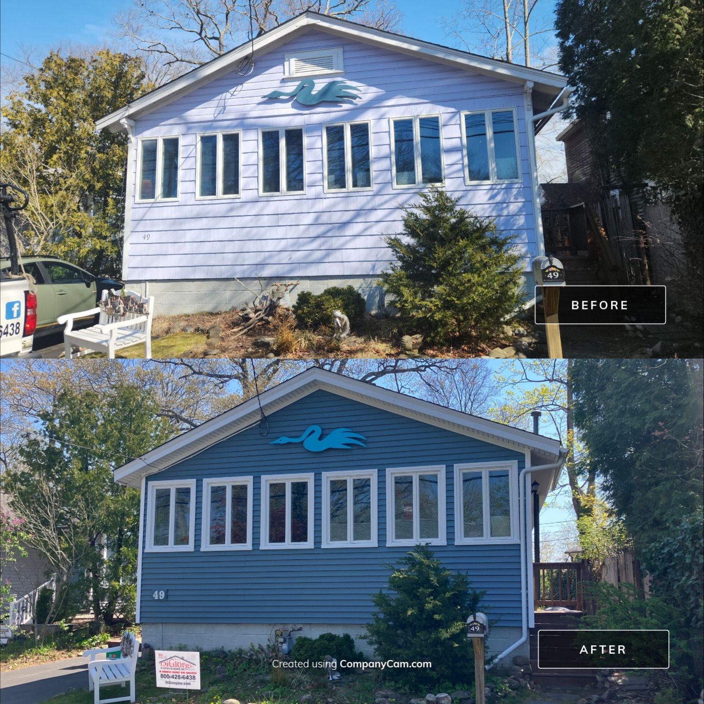 Siding Renewal with Cert Monogram D/4 x 12'6" clapboard, Wedgewood Blue by DiGiorgi Roofing and Siding Inc