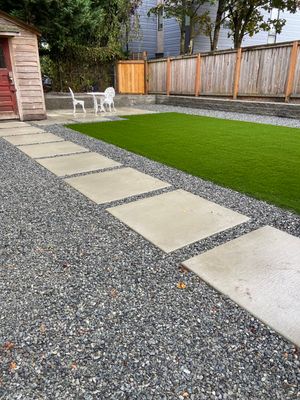 Turf Installation, Retaining Wall & Concrete Walkway | Seattle 