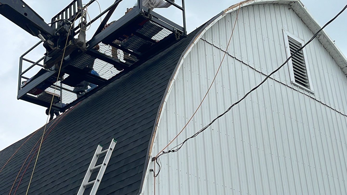 Barn Roofing Installation using GAF Timberline HDZ Charcoal by Nitro Roofing and Construction