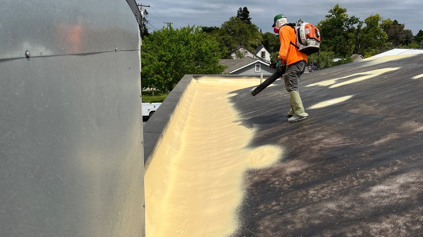 Foam Refurbish using Conklin Benchmark/PUMA XL coatings and spray foam by Straight Edge Roofing Inc