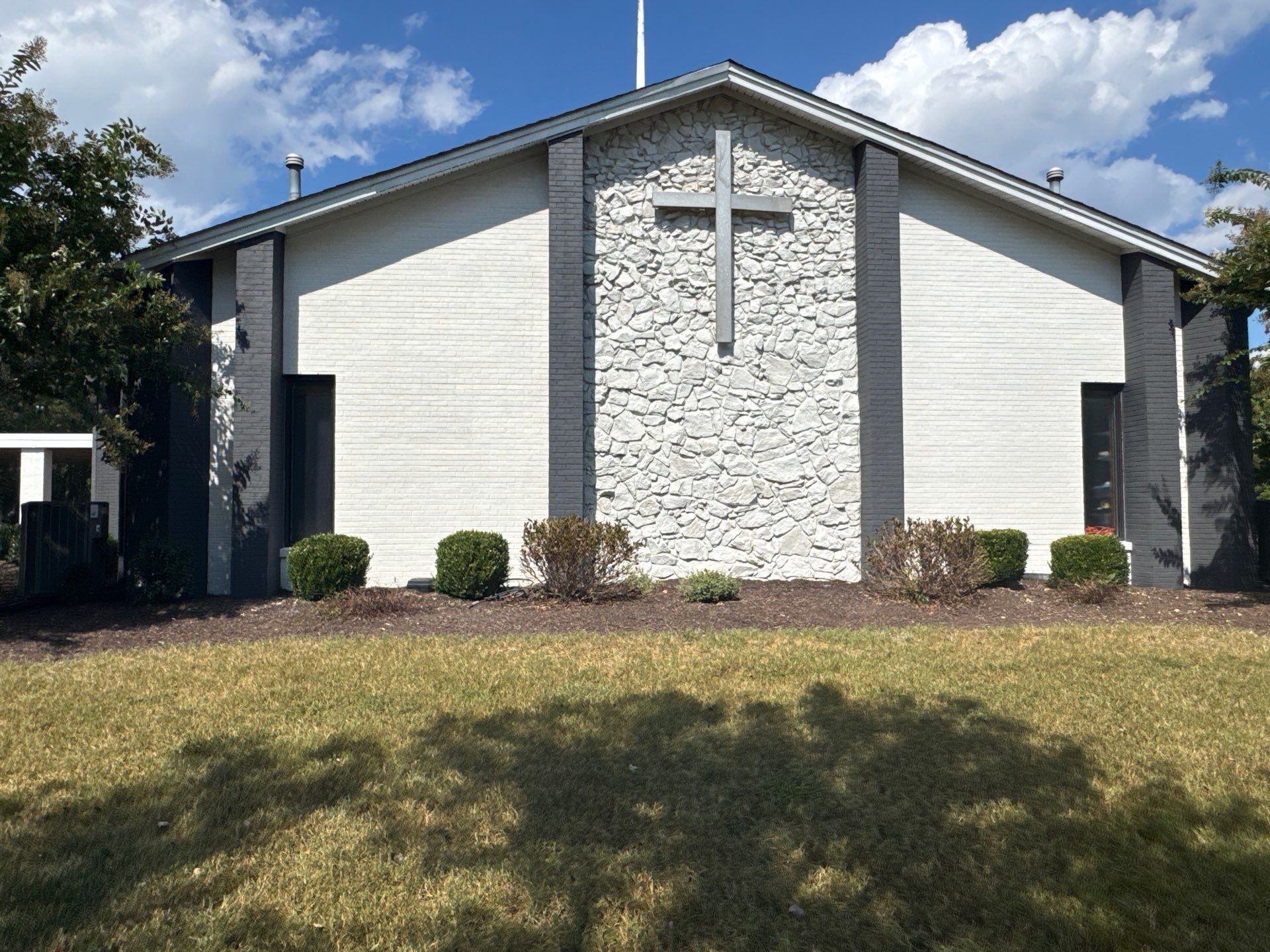 Church Exterior Brick Painting with Romabio Masonry Flat by Highfill Painting