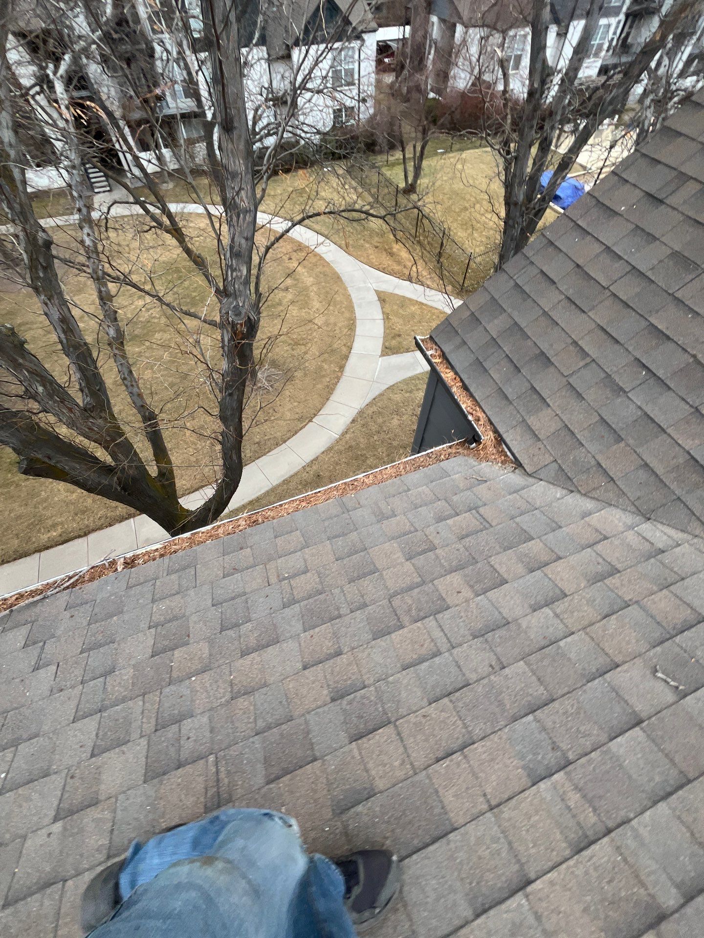 Commercial gutter cleaning Salt Lake City before photo with filled gutters
