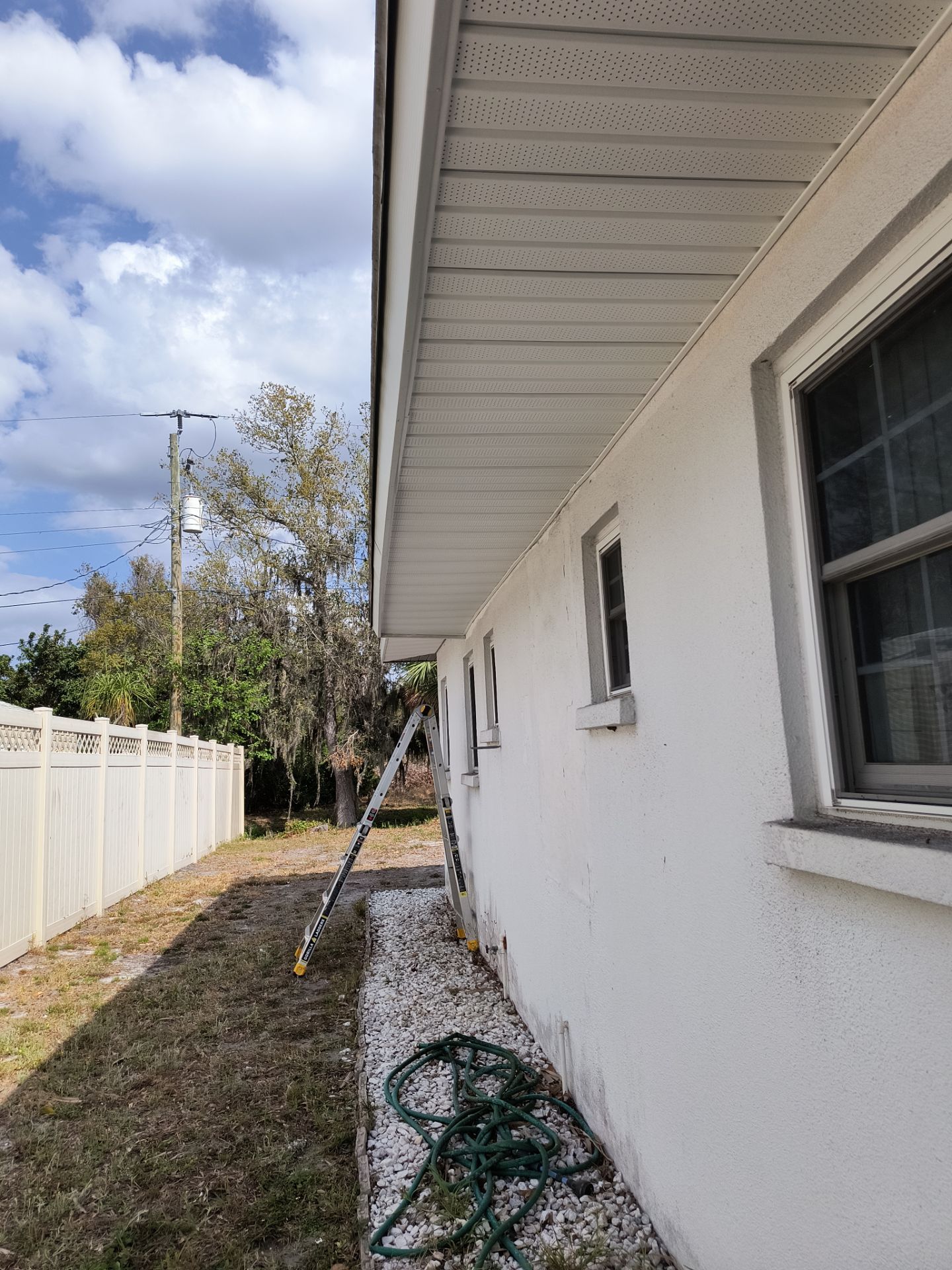 Soffit and Fascia Installation using White Soffit in Sarasota Fl by Gutter Professors