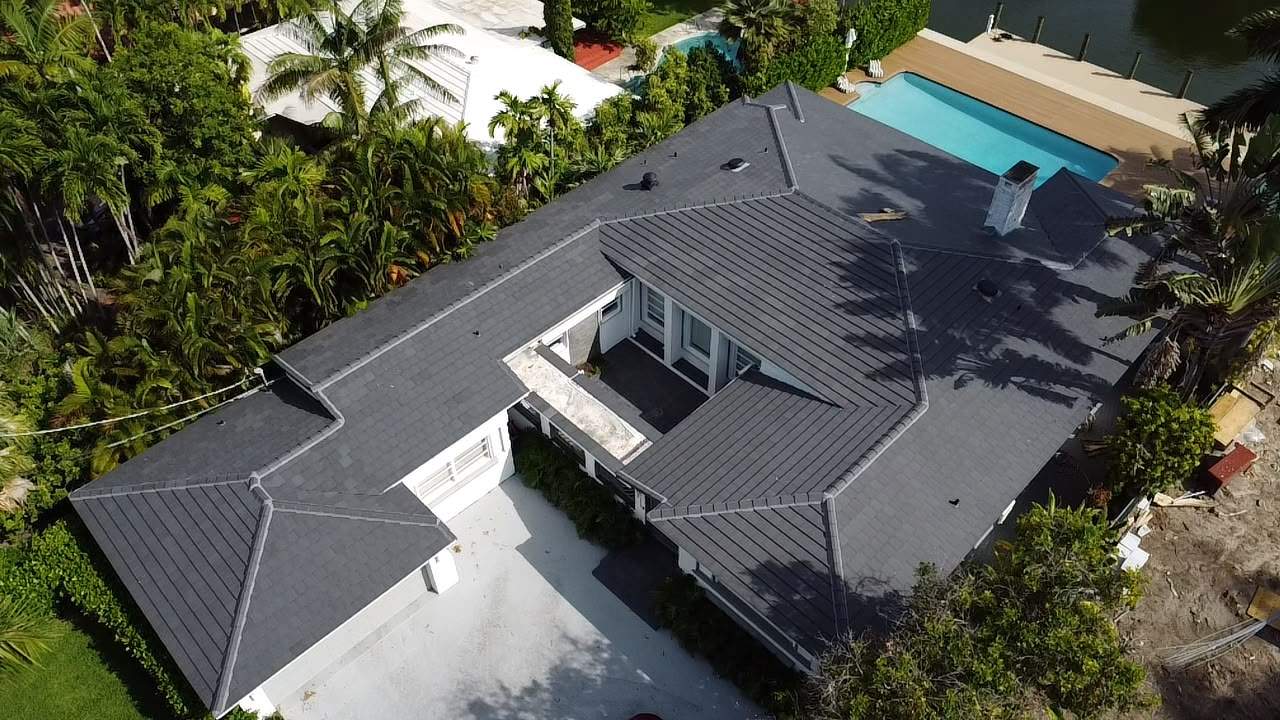 Tile Roof Saxony 900 Dark Charcoal by City Roofing Inc