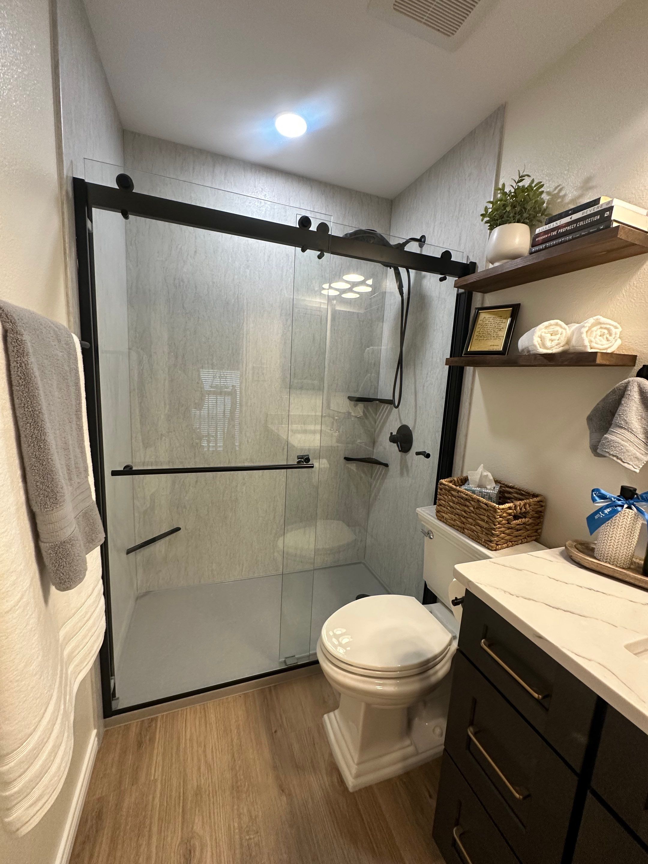 Thousand Oaks Tub-to-Shower Conversion Bathroom Remodel by Legacy Bath and Kitchen