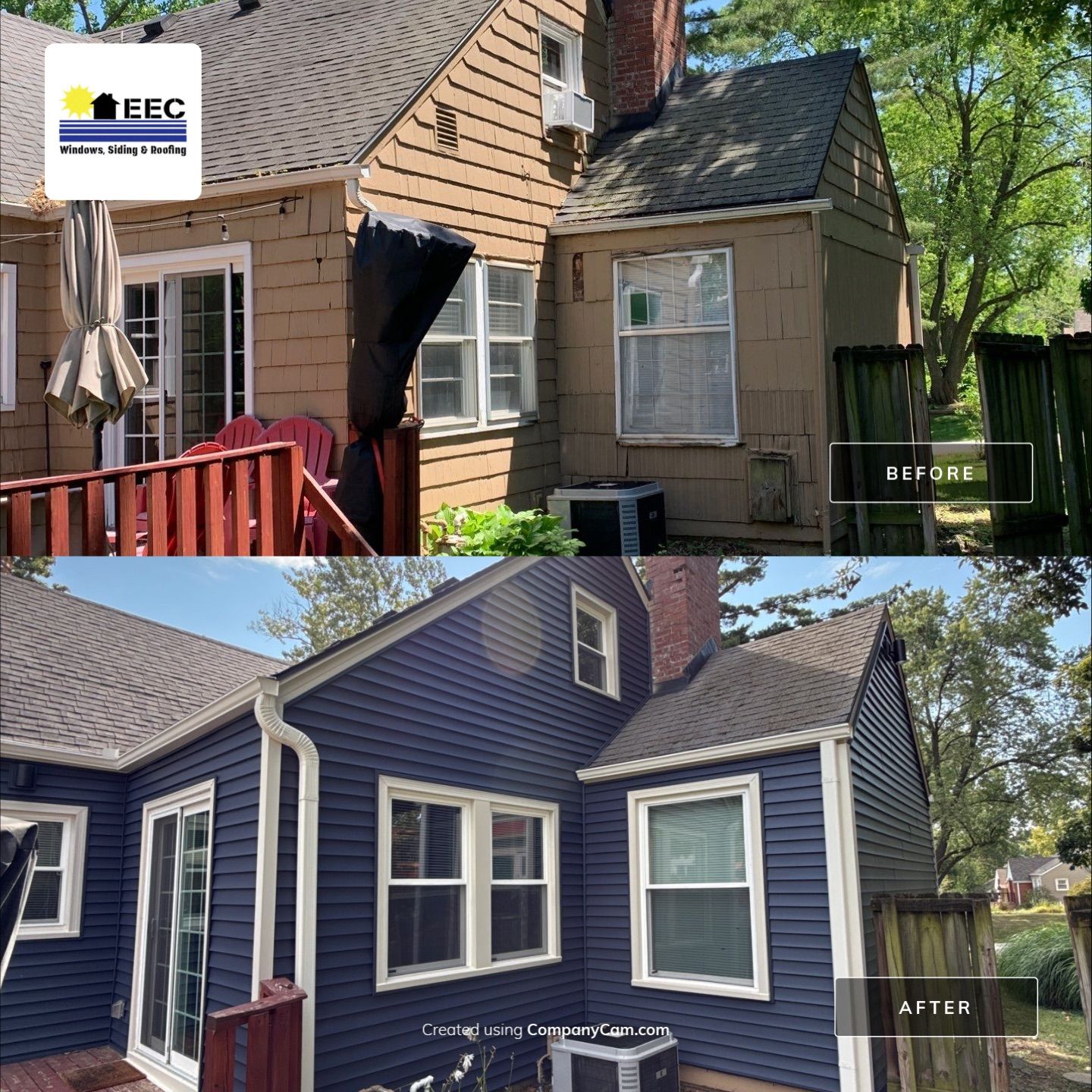 Kansas City Indigo Insulated Craneboard Siding and Window Replacement Project in Kansas City by EEC Windows, Siding & Roofing
