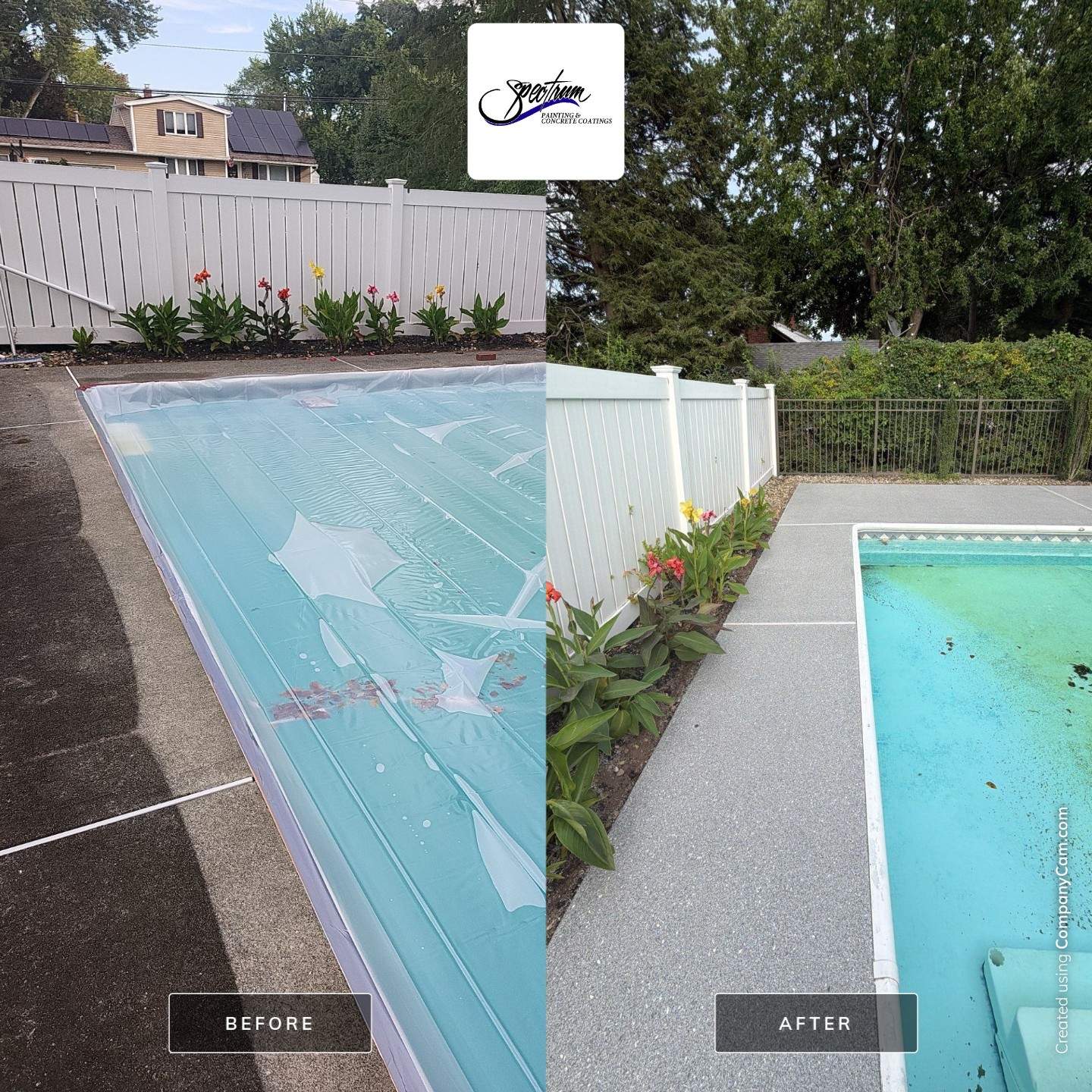Blue Granite Pool Patio Concrete Coating in Lincoln Park by Spectrum Painting, LLC