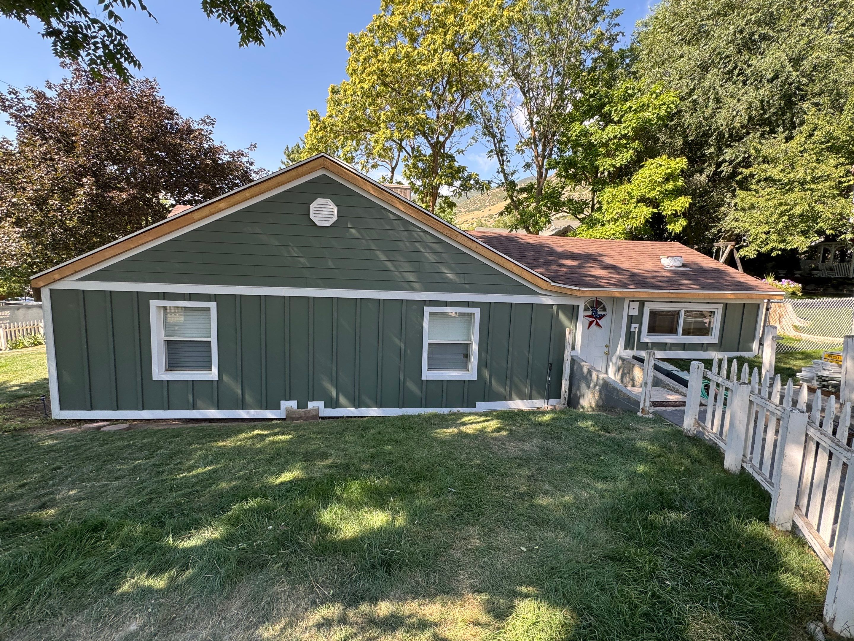Farmington | Custom Hardie Mixed Siding | Thyme Green & White by Ideal Siding Utah